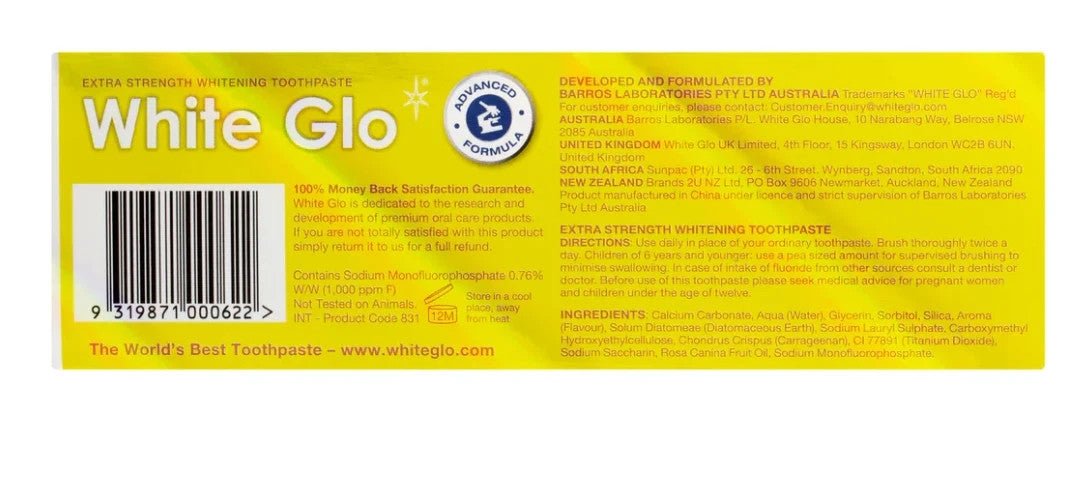 White Glo Smokers Formula Whitening Toothpaste Pack 150g (Pack of 2)