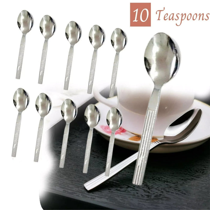 10x Stainless Steel Teaspoons Everyday Tea Spoon Set Coffee Drink Kitchen Home