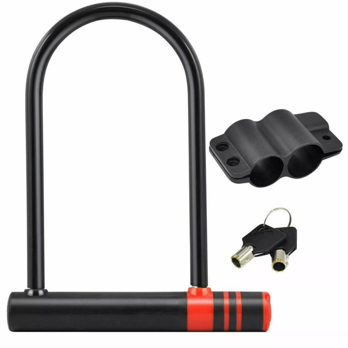 D/U Shaped Bike Lock Heavy Duty Cycle Motorbike Scooter Bicycle Security 2-Keys