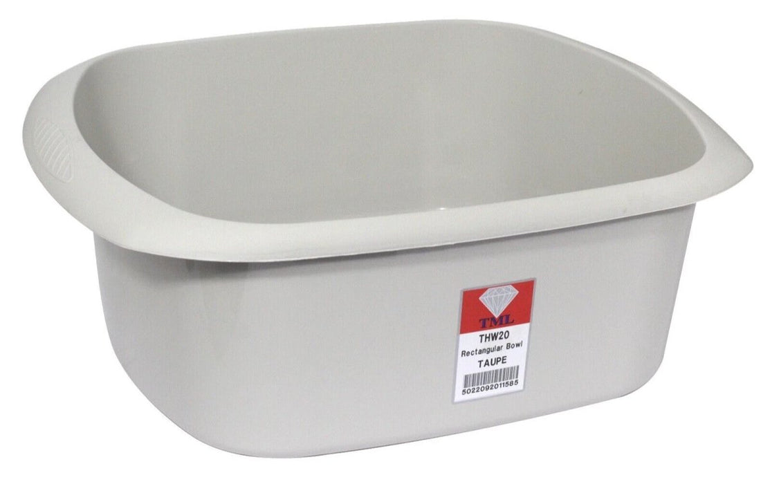 TML Rectangular Plastic Kitchen Home Cleaning Washing Up Sink Bowl 11L - Taupe