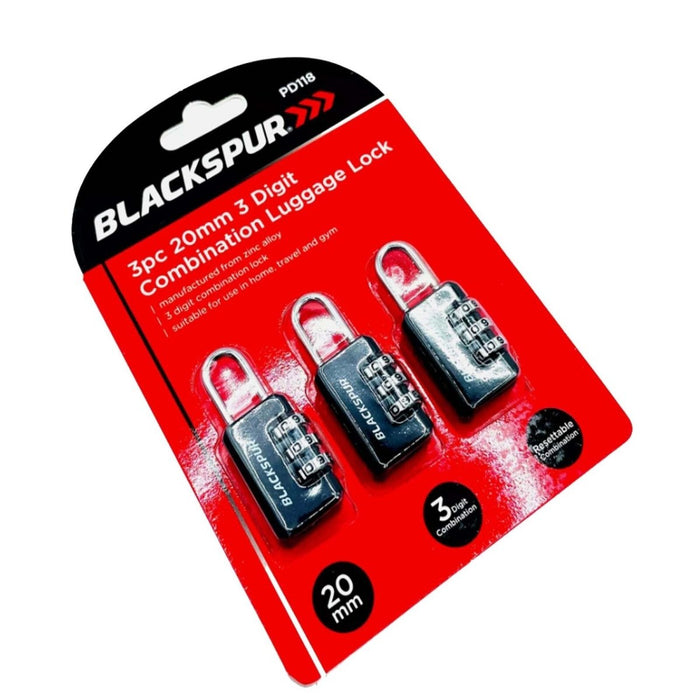 3pcs Combination Lock 20mm 3 Digit Luggage Suitcase Travel Security Padlock Set.