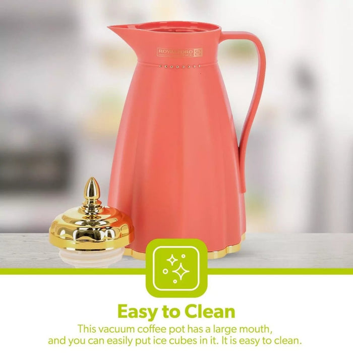 Glass Vacuum Flask Thermos Jug 1L Insulated Airpot Hot Cold Drink Camping Brown