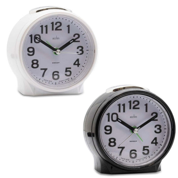 Acctim Eden Pearl Alarm Clock Non-Ticking Sweep Analogue Bedroom Light Display