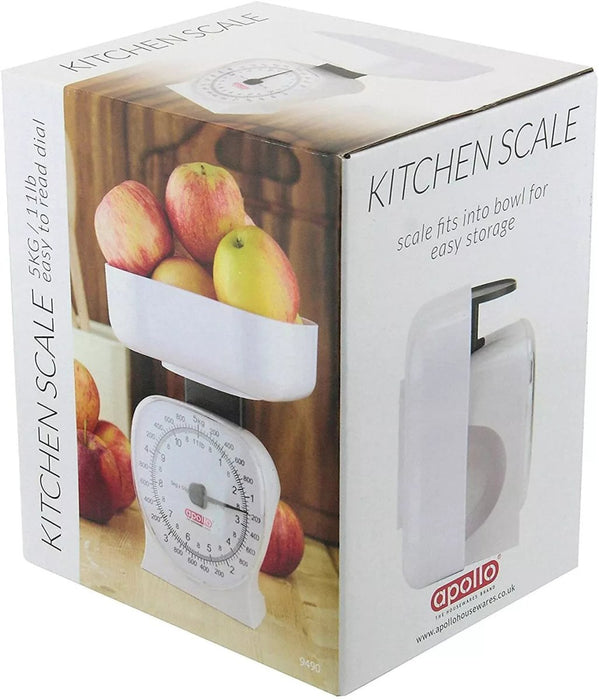 Apollo 5Kg - 11Lb Mechanical White Kitchen Food Cooking Household Weighing Scale