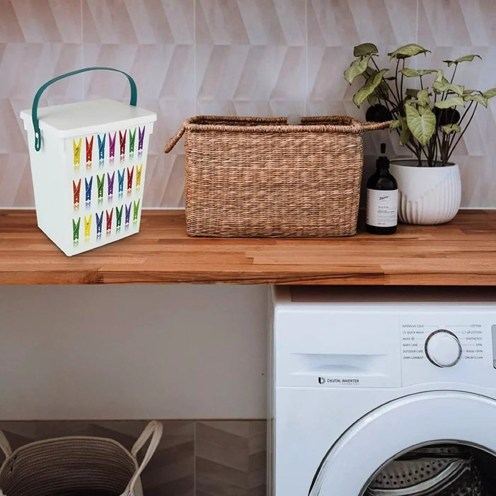 Peg Storage Basket Container 5L Lid Dishwasher Tablet Laundry Washing Peg Box UK
