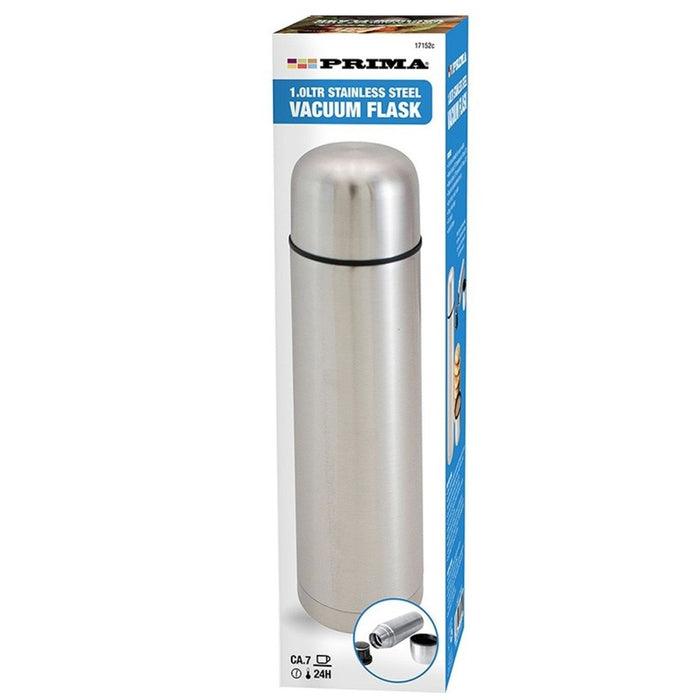 Stainless Steel Hot/Cold Vacuum Thermos Flask Drink Camping Coffee Travel 1Ltr.