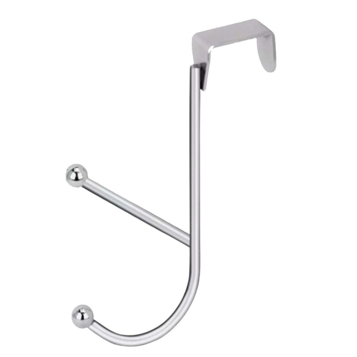 Chrome Over The Door Coat Hanger Double Hook Strong Metal Clothes Towel Peg Rack