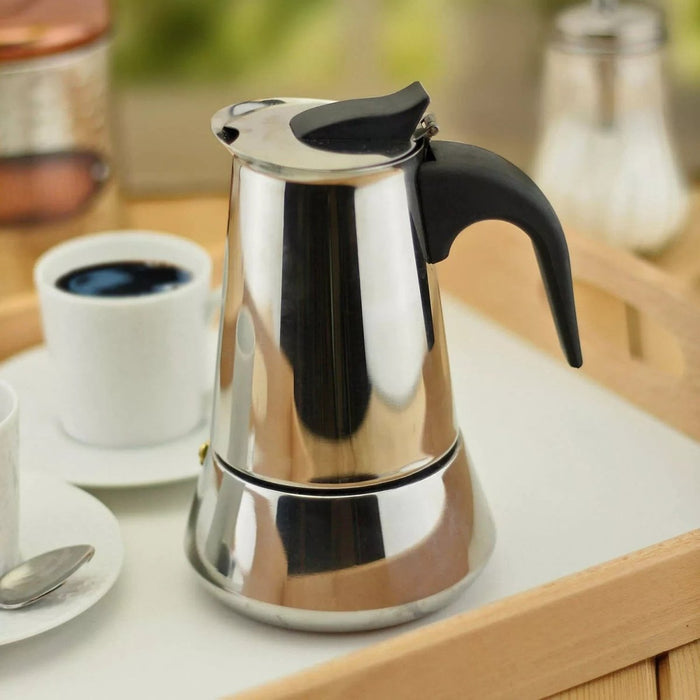 Stainless Steel Coffee Maker 4 Cups Coffee Espresso Flip Top Moka Pot Induction