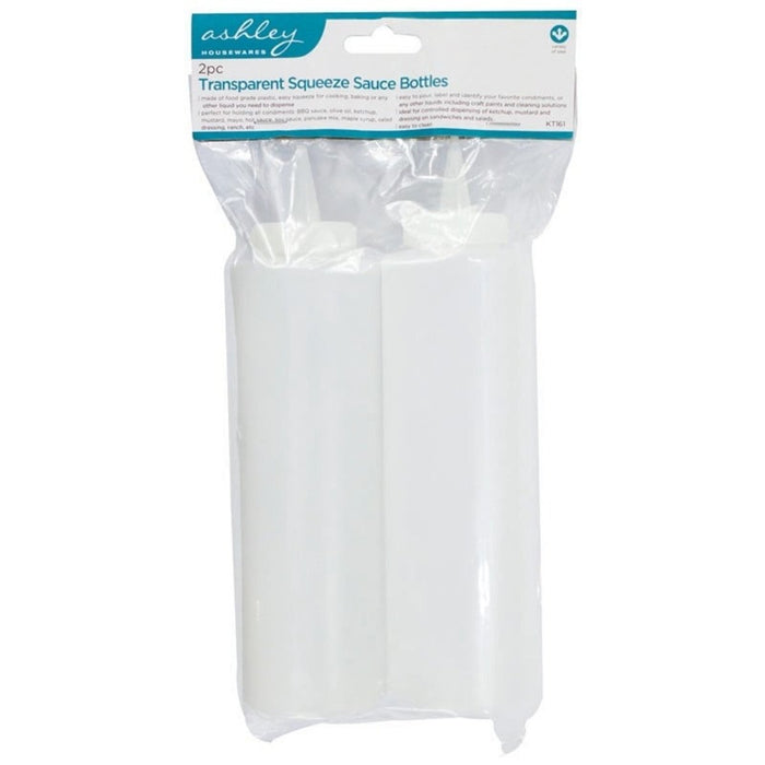 2pc Plastic Clear Squeeze Sauce Bottles Kitchen Food Condiment Dispenser Ketchup