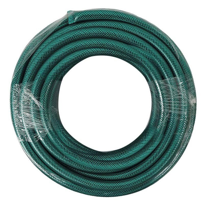 15m Green Garden Hose Pipe - Heavy Duty Reinforced Braided PVC Watering