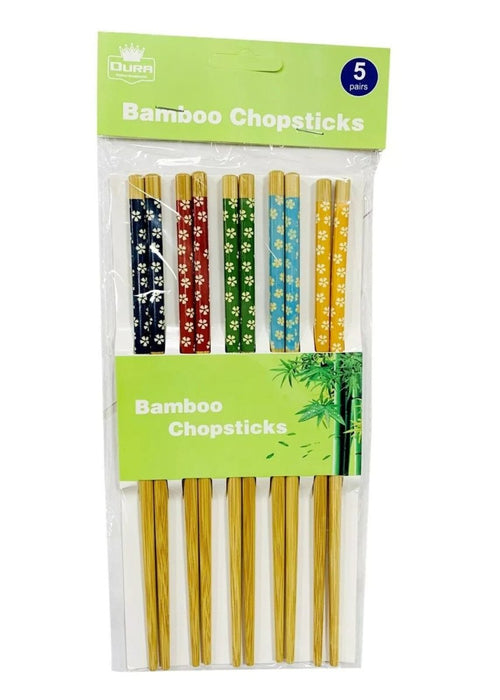 5 pairs Reusable Bamboo Chopsticks Sushi Chinese 23cm Oriental Food Chop Sticks
