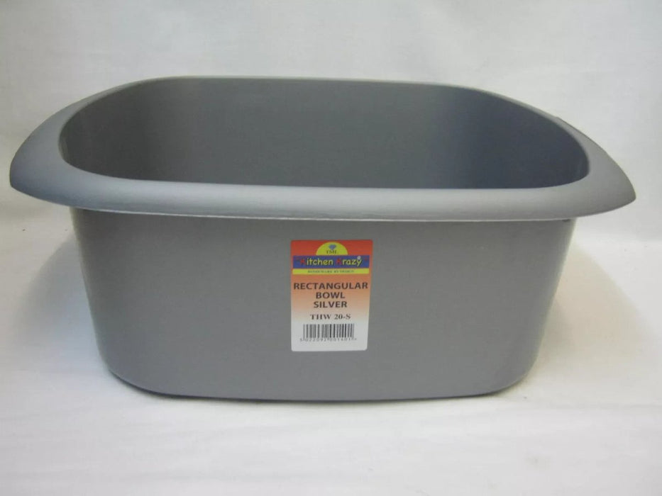 TML Rectangular Plastic Kitchen Home Cleaning Washing Up Sink Bowl 11L - Silver