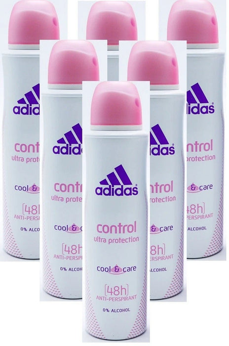6 x Adidas Cool & Care 48hrs Women's Antiperspirant Body Spray - Control Ultra P