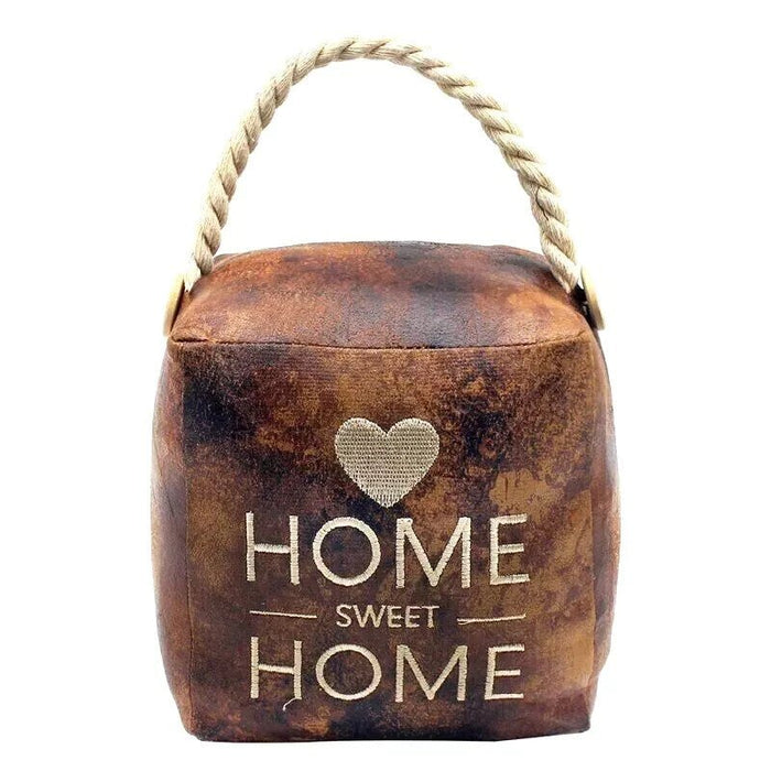 Doorstop Door Stop Filled Heavy Home Sweet Home Faux Leather Door Stop Brown