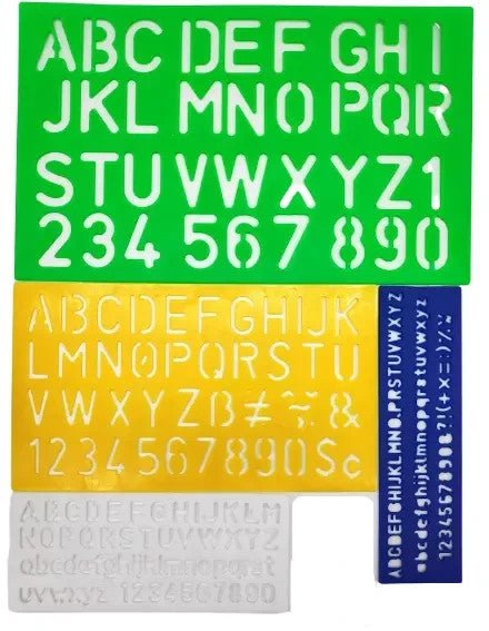 4 Pc Stencil Set Assorted Small & Large size Alphabet Letters and Numbers