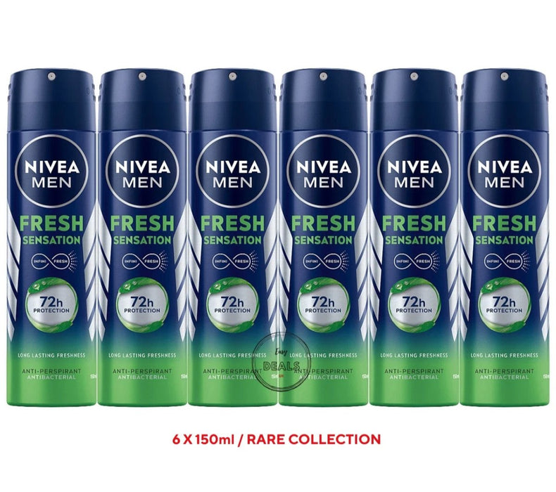 6 x 150ml Nivea Men FRESH SENSATION Anti-Perspirant 72h Deodorant body Spray