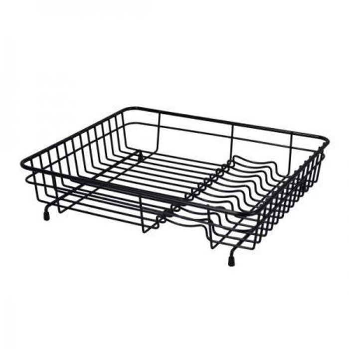 Metal Dish Drainer Wire Coated Non-Slip Feet Plates Bowl Sink Drying Rack Black.