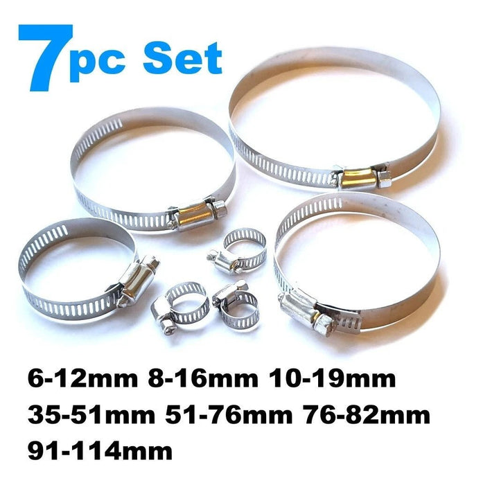 7 Pc  Large Hose Clamp Jubilee Clips Set Stainless Steel Clamps Assorted NEW