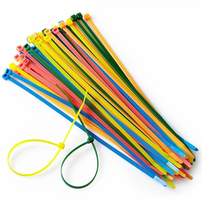 50 Cable Ties High-Vis Cable Ties  Mixed Colours - 250mm Length  20KG strength