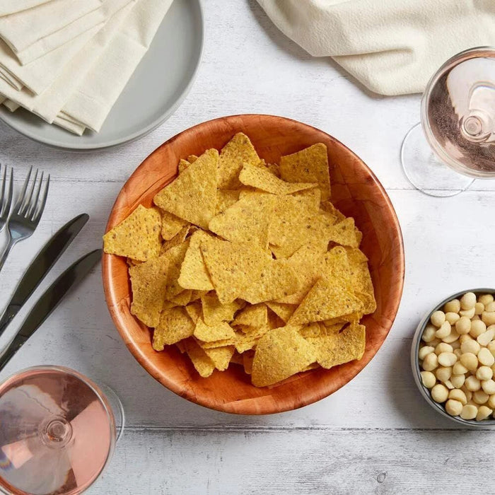 Round Wooden Woven Bowl 25cm Kitchen Fruit Salad Picnic Serving Table
