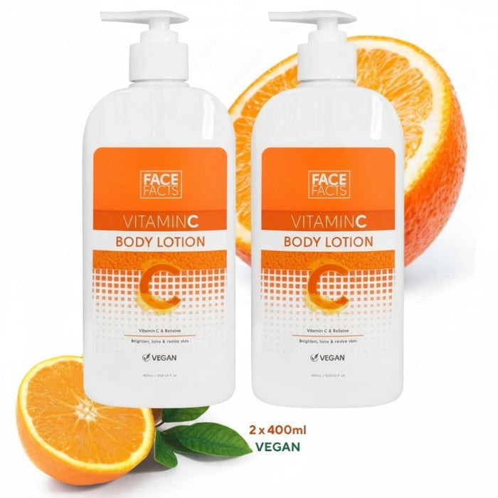 2 x 400ml FACE FACTS Vitamin C Body Lotion Plump for Brighten tone, Hydrate skin