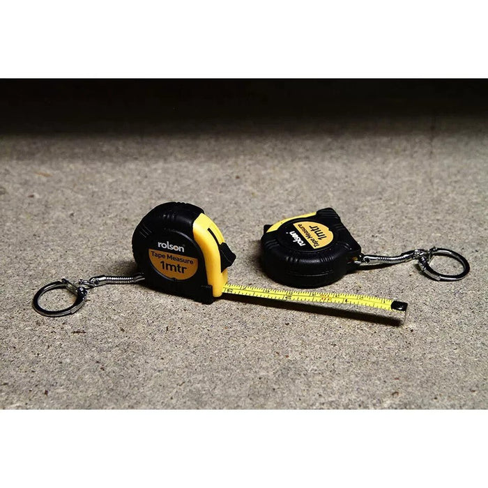 Rolson Tape Measure, 1 m - 2 piece Easy Retractable Mini Key chain New