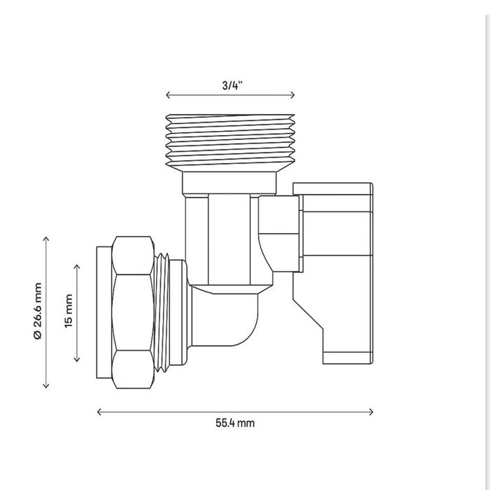 Angled Washing Machine Tap 15mmx3/4" Inch Chrome Plated Plumbing Valve Appliance