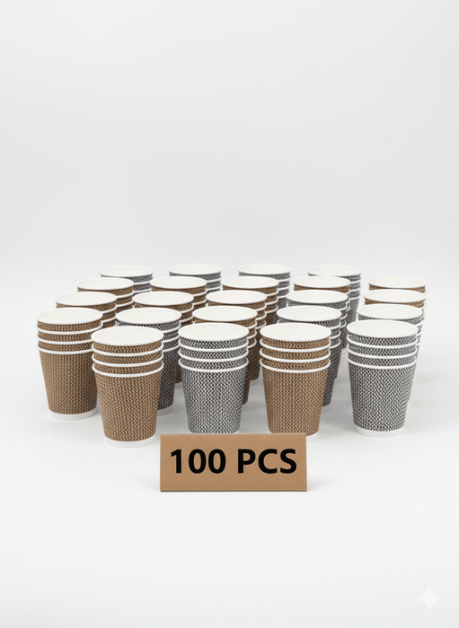 ECO WISE 100x 8oz Hot Coffee Cups - Kraft Brown - Recyclable & Compostable - Eco