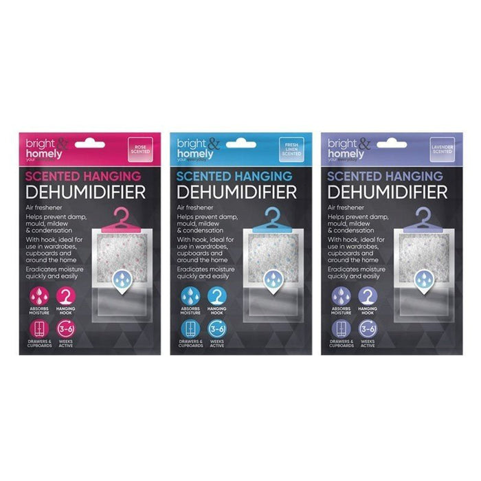 HANGING WARDROBE DEHUMIDIFIER BAGS SCENTED FOR MOISTURE TRAP DAMP CONTROL x3