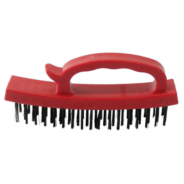 4 Row Wire Brush Steel Easy Grip Rust Cleaning Metal Hardened Bristles