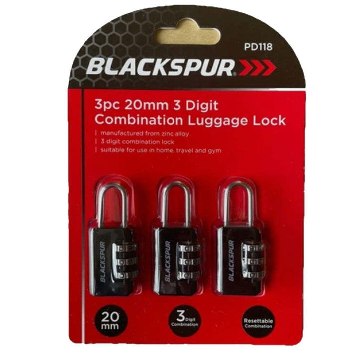 3pcs Combination Lock 20mm 3 Digit Luggage Suitcase Travel Security Padlock Set.