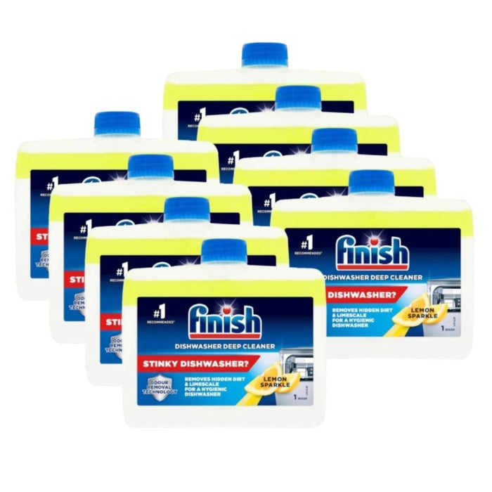 8 x Finish Dishwasher Cleaner Lemon Sparkle 250ml Deep Cleans Grease Limescale
