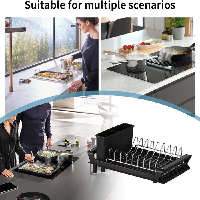 Expandable Dish Rack Drying Drainer Cutlery Holder Kitchen Sink Tray Plate Drip