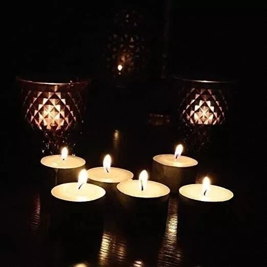 100 Tea Night Lights Candles 8 HOUR LONG BURN Unscented Tealights Nightlight 8HR