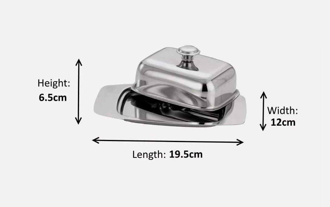 BUTTER DISH STAINLESS STEEL HIGH GRADE TRAY HOLDER RETRO LID SERVING