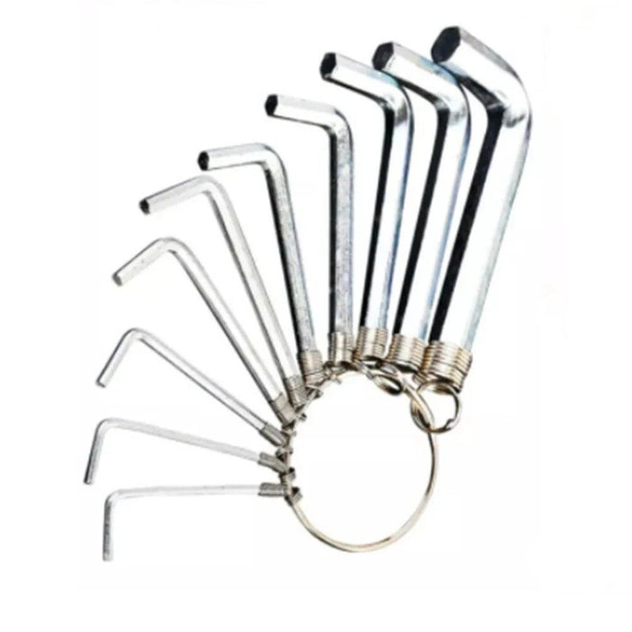 Strong 10PC Metric Imperial Hex Hexagon Allen Alan Key Wrench Set Keyring Holder