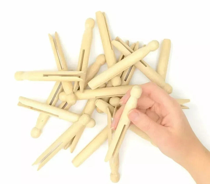 WOODEN DOLLY PEGS TRADITIONAL HIGH QUALITY NATURAL CLOTHES WASHING LINE 24PACK