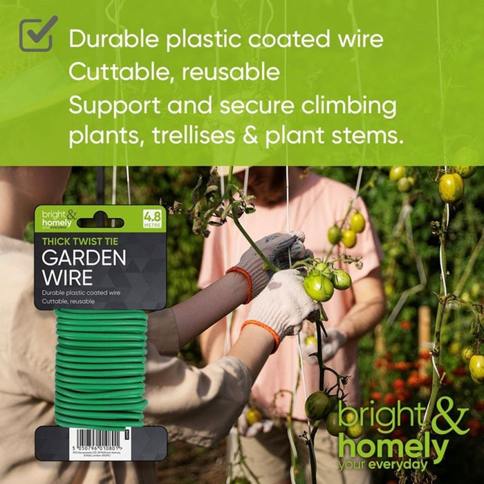 4.8m Strong Thick Twist Tie Support Garden Plant Wire Soft Flexible Coat Cable