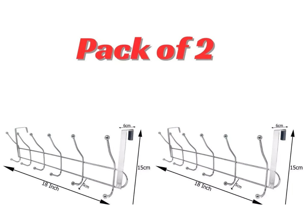 2 X 12 Hooks Chrome Over The Door Coat Hanger Clothes Towel Storage Rack