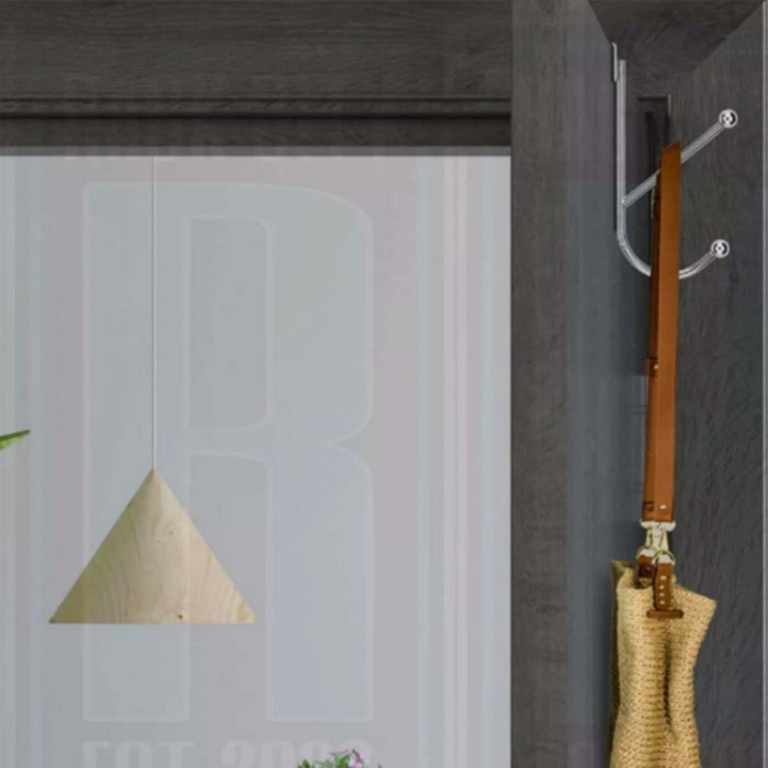 Chrome Over The Door Coat Hanger Double Hook Strong Metal Clothes Towel Peg Rack