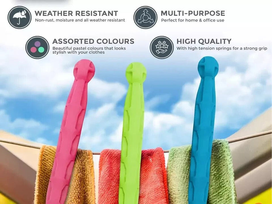 96-144 Strong Dolly Pegs | Durable Plastic Laundry Washing Clothes Line Coloured