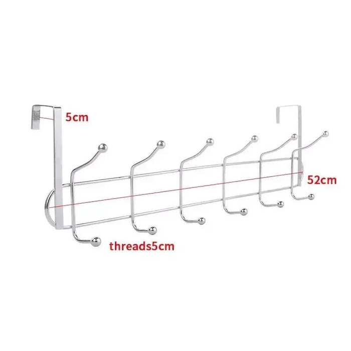 2 X 12 Hooks Chrome Over The Door Coat Hanger Clothes Towel Storage Rack