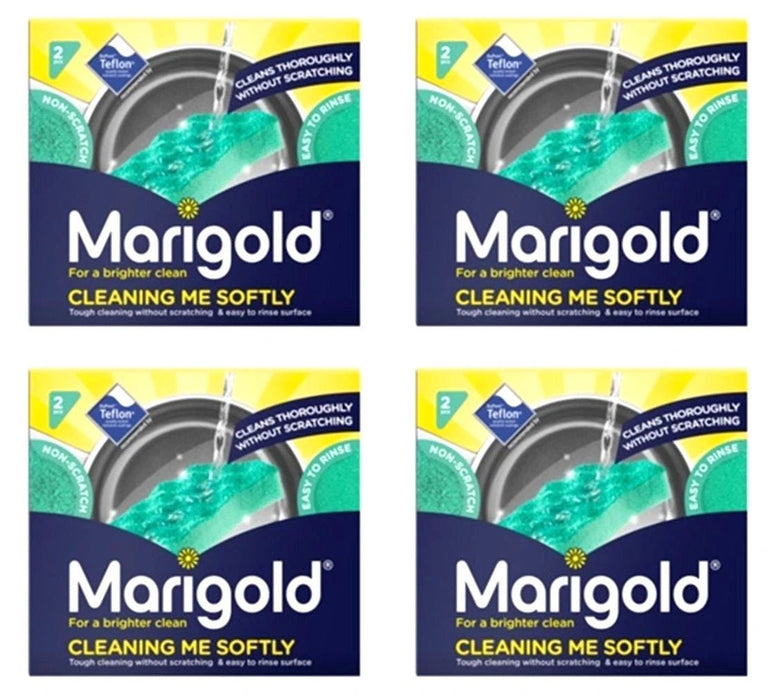 8x Marigold Cleaning Me Softly Non-Scratch Teflon Foam Back All-Purpose Scourer