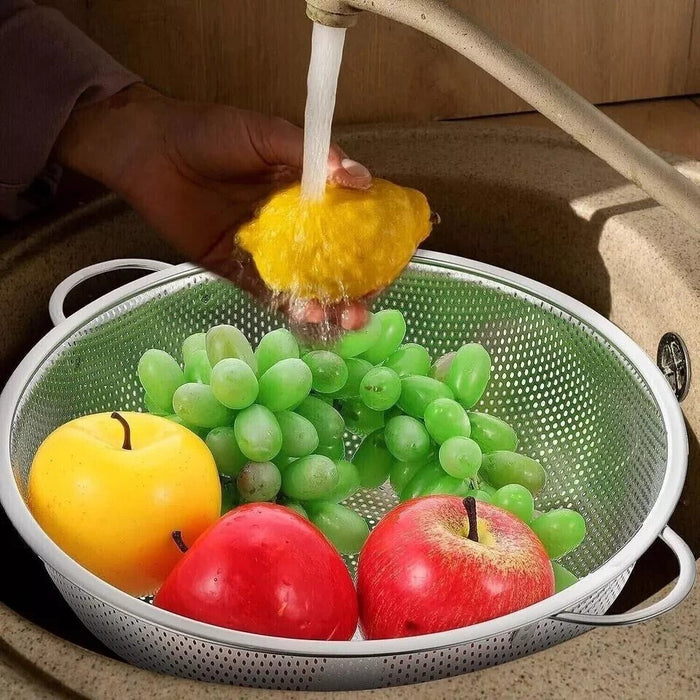 34cm Stainless Steel Fine Mesh Colander Strainer Rice Pasta Spaghetti Noodles