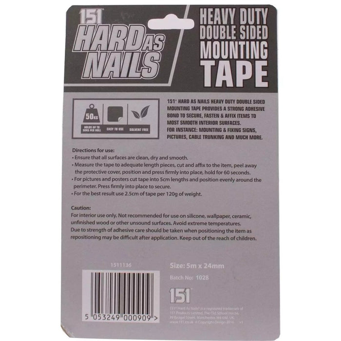Double Sided Mounting Tape Hard As Nails Heavy Duty Hold Up To 50kg Interior.