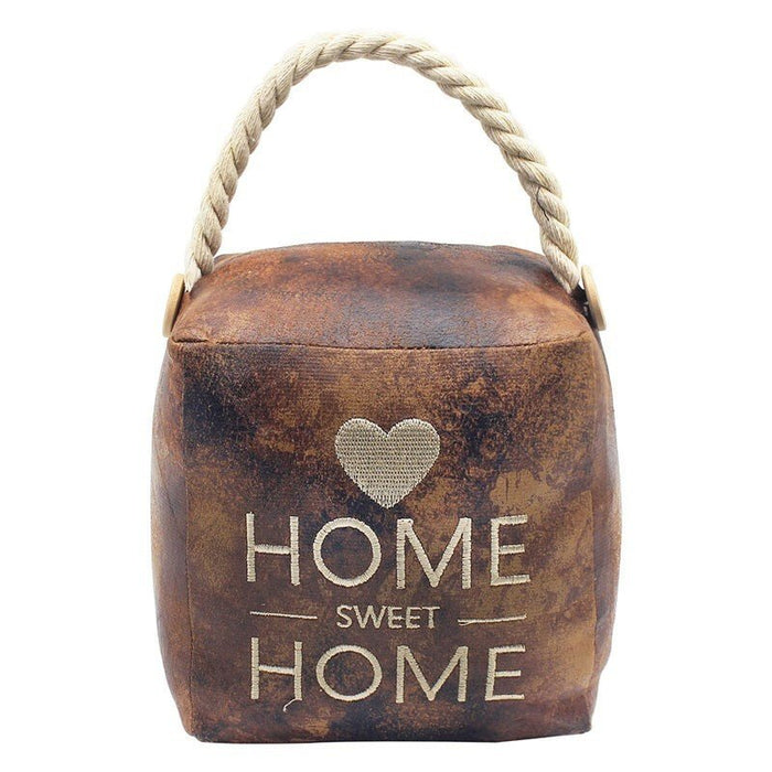 Doorstop Door Stop Filled Heavy Home Sweet Home Faux Leather Door Stop Brown