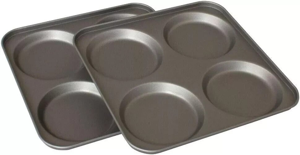2x 4 Cup Yorkshire Pudding Muffin Tray Non Stick Pan Tin Tart Dessert Bun Tray