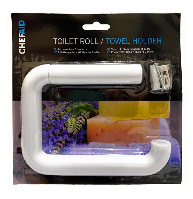 Chef Aid Toilet Tissue Holder Towel Rack - White Plastic