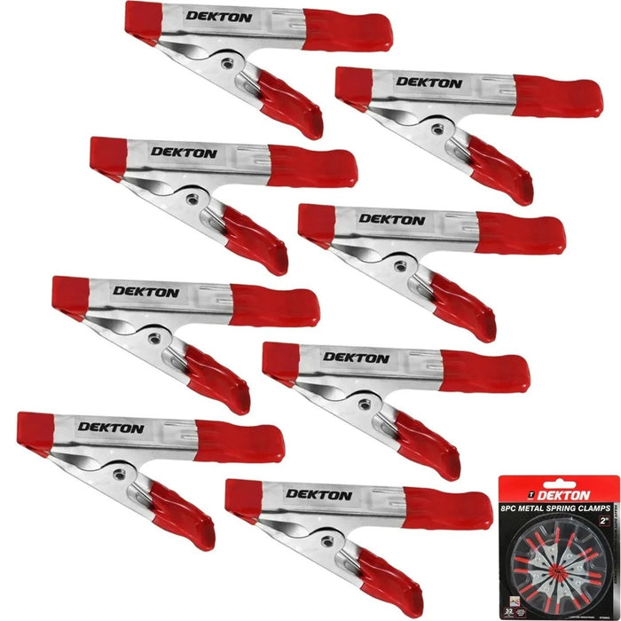 Dekton 8pc Spring Clamps Quick Grip Wood Work Carpentry Metal Clamp 60mm 2"