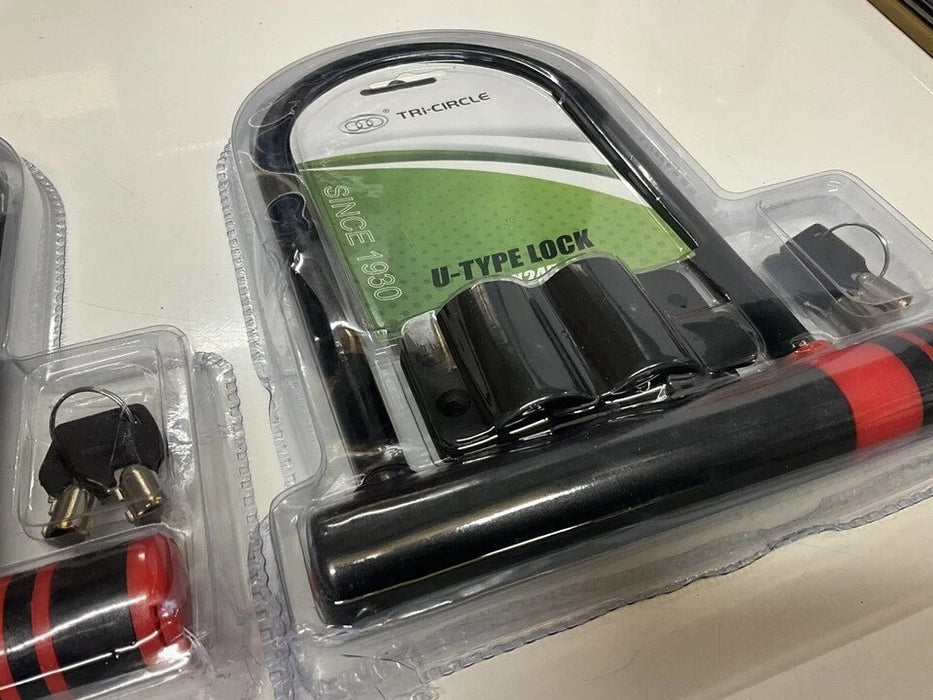 D/U Shaped Bike Lock Heavy Duty Cycle Motorbike Scooter Bicycle Security 2-Keys